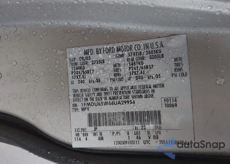 2004 Ford Explorer Limited z USA, uszkodzony, nr VIN 1FMDU65W44UA29954